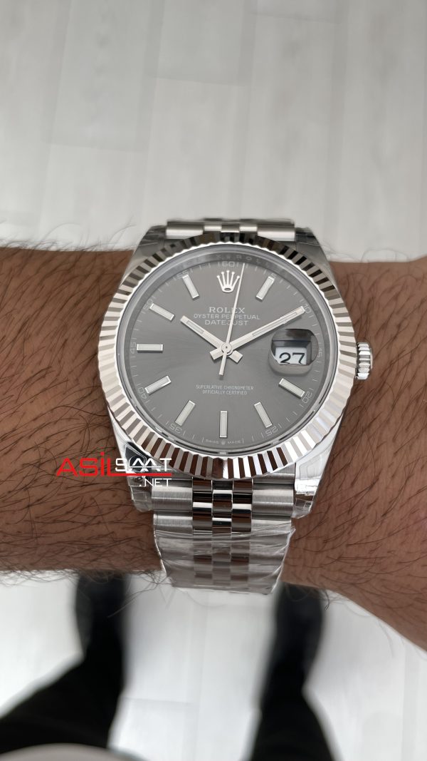 Rolex Datejust Rhodium Grey 126334 Jubilee 41mm Gri Kadran VS Factory V2 | Tungsten 18K | DD3235 | High Weight | Super Clone Swiss ETA Saat