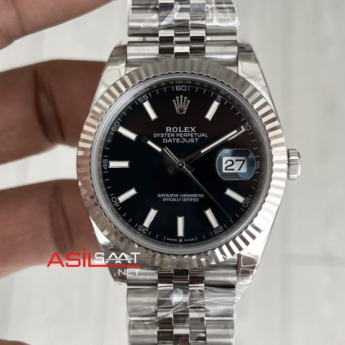 Rolex Datejust Siyah 126334 Jubilee 41mm VS Factory V2 | Tungsten 18K | DD3235 | High Weight | Super Clone Swiss ETA Saat