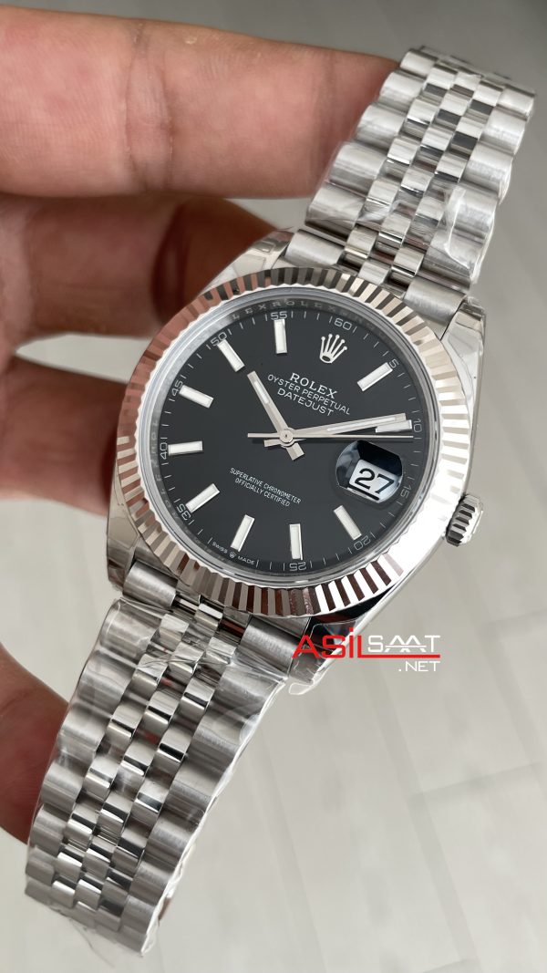 Rolex Datejust Siyah 126334 Jubilee 41mm VS Factory V2 | Tungsten 18K | DD3235 | High Weight | Super Clone Swiss ETA Saat