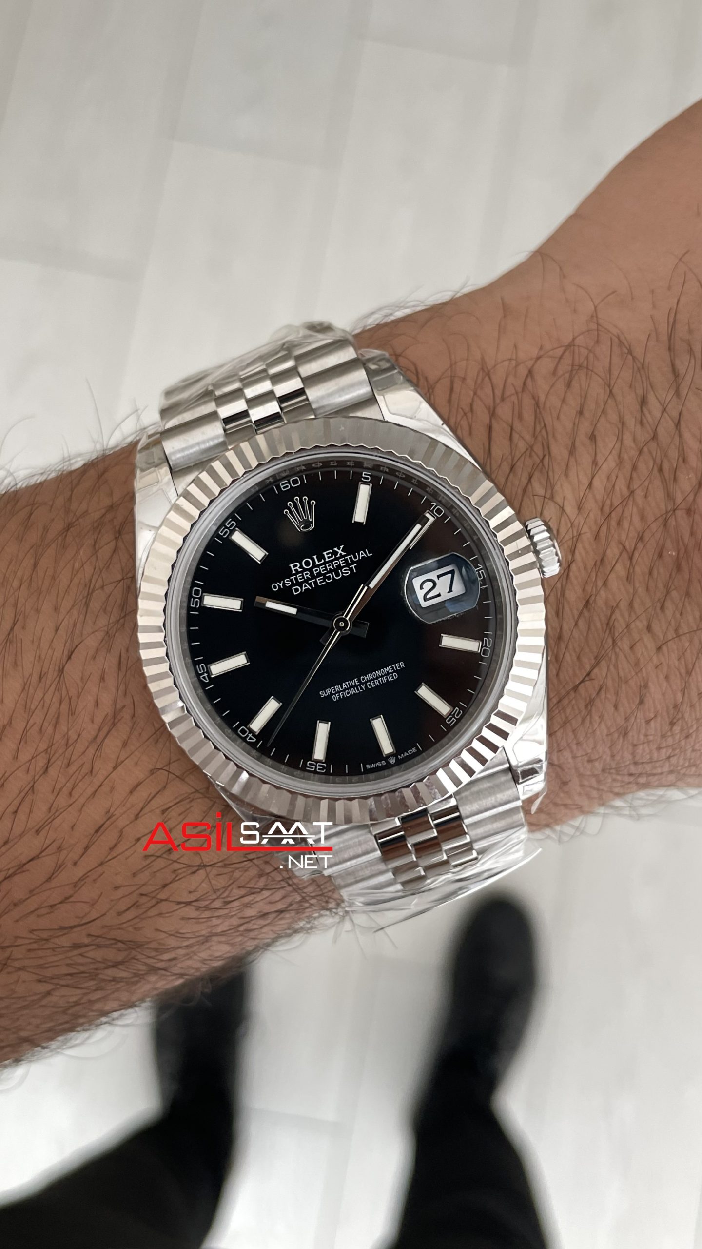 Rolex Datejust Siyah 126334 Jubilee 41mm VS Factory V2 | Tungsten 18K | DD3235 | High Weight | Super Clone Swiss ETA Saat