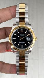 Rolex Datejust Siyah 126334 Oyster 41mm Two Tone Gold VS Factory V2 | Tungsten 18K | DD3235 | High Weight | Super Clone Swiss ETA Saat