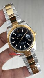 Rolex Datejust Siyah 126334 Oyster 41mm Two Tone Gold VS Factory V2 | Tungsten 18K | DD3235 | High Weight | Super Clone Swiss ETA Saat
