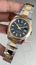 Rolex Datejust Siyah 126334 Oyster 41mm Two Tone Gold VS Factory V2 | Tungsten 18K | DD3235 | High Weight | Super Clone Swiss ETA Saat