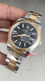 Rolex Datejust Siyah 126334 Oyster 41mm Two Tone Gold VS Factory V2 | Tungsten 18K | DD3235 | High Weight | Super Clone Swiss ETA Saat