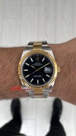 Rolex Datejust Siyah 126334 Oyster 41mm Two Tone Gold VS Factory V2 | Tungsten 18K | DD3235 | High Weight | Super Clone Swiss ETA Saat