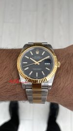 Rolex Datejust Siyah 126334 Oyster 41mm Two Tone Gold VS Factory V2 | Tungsten 18K | DD3235 | High Weight | Super Clone Swiss ETA Saat