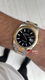 Rolex Datejust Siyah 126334 Oyster 41mm Two Tone Gold VS Factory V2 | Tungsten 18K | DD3235 | High Weight | Super Clone Swiss ETA Saat