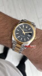 Rolex Datejust Siyah 126334 Oyster 41mm Two Tone Gold VS Factory V2 | Tungsten 18K | DD3235 | High Weight | Super Clone Swiss ETA Saat