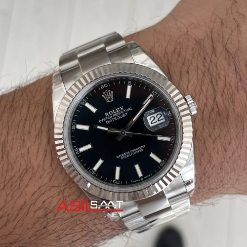 Rolex Datejust Siyah 126334 Oyster 41mm VS Factory V2 | Tungsten 18K | DD3235 | High Weight | Super Clone Swiss ETA Saat