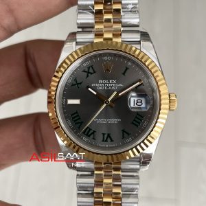 Rolex Datejust Wimbledon 126334 Jubilee 41mm Two Tone Gold VS Factory V2 | Tungsten 18K | DD3235 | High Weight | Super Clone Swiss ETA Saat