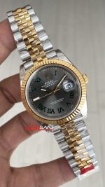 Rolex Datejust Wimbledon 126334 Jubilee 41mm Two Tone Gold VS Factory V2 | Tungsten 18K | DD3235 | High Weight | Super Clone Swiss ETA Saat