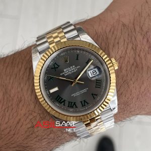 Rolex Datejust Wimbledon 126334 Jubilee 41mm Two Tone Gold VS Factory V2 | Tungsten 18K | DD3235 | High Weight | Super Clone Swiss ETA Saat