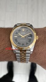 Rolex Datejust Wimbledon 126334 Jubilee 41mm Two Tone Gold VS Factory V2 | Tungsten 18K | DD3235 | High Weight | Super Clone Swiss ETA Saat