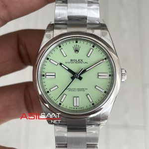 Rolex Oyster Perpetual Fıstık Yeşili 124300 Pistachio Dial 41mm VS Factory V2 DD3230 Tungsten Super Clone Swiss ETA Saat