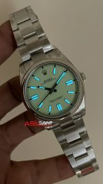 Rolex Oyster Perpetual Fıstık Yeşili 124300 Pistachio Dial 41mm VS Factory V2 DD3230 Tungsten Super Clone Swiss ETA Saat
