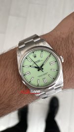 Rolex Oyster Perpetual Fıstık Yeşili 124300 Pistachio Dial 41mm VS Factory V2 DD3230 Tungsten Super Clone Swiss ETA Saat
