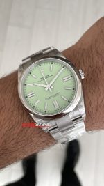 Rolex Oyster Perpetual Fıstık Yeşili 124300 Pistachio Dial 41mm VS Factory V2 DD3230 Tungsten Super Clone Swiss ETA Saat