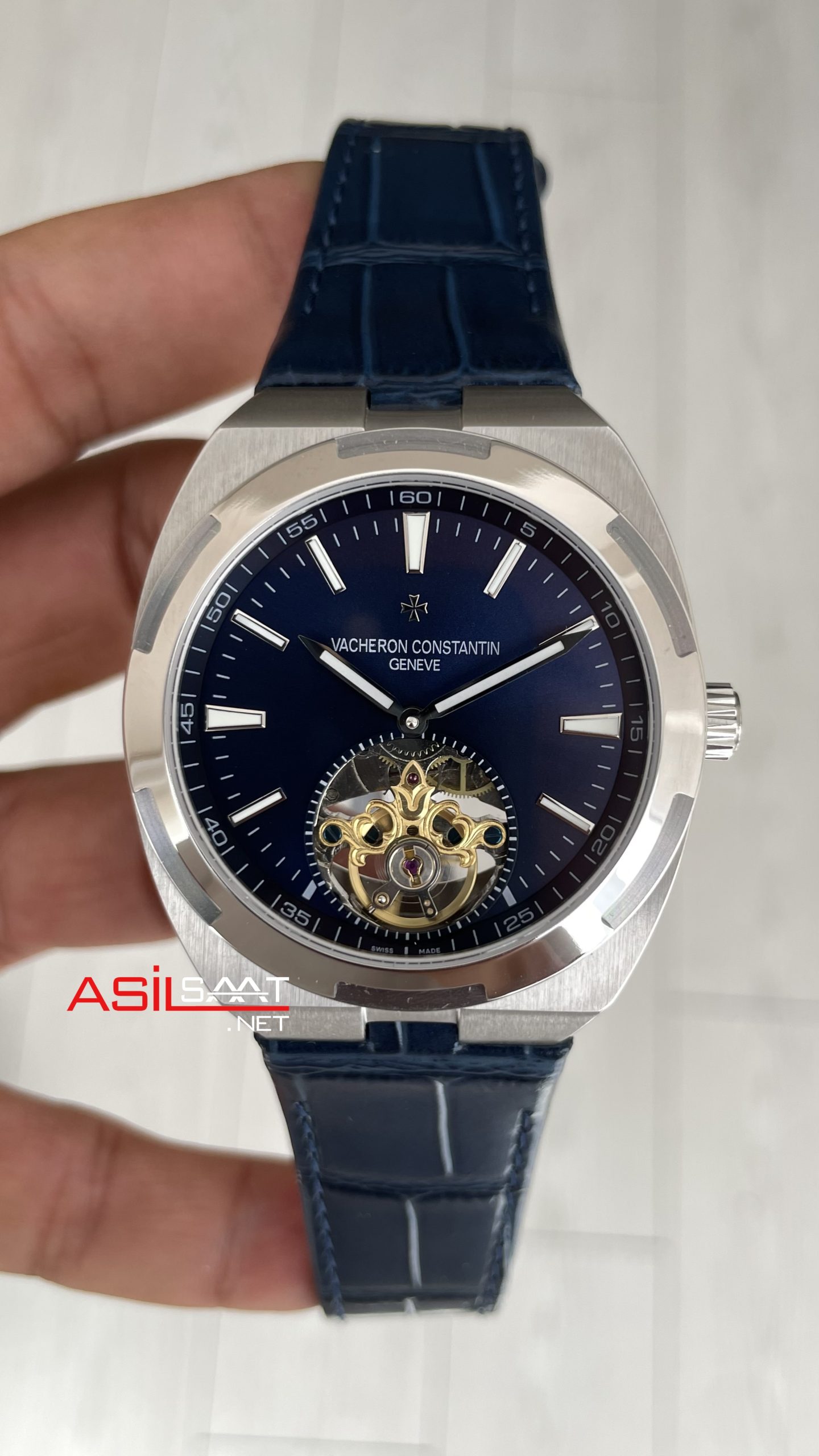 Vacheron Constantin Overseas Tourbillon Mavi Kadran 44mm Replika Saat Vacheron Constantin Overseas Tourbillon Mavi Kadran 44mm Replika Saat